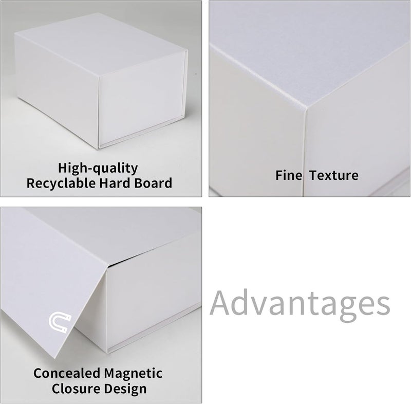 Ditwis 4 Pack 8x6x4 Inches Gift Boxes with Magnetic Closure Lids, White Magnetic Box for Wedding, Groomsmen Bridesmaid Proposal, Birthdays, Mother's Day - Image 5